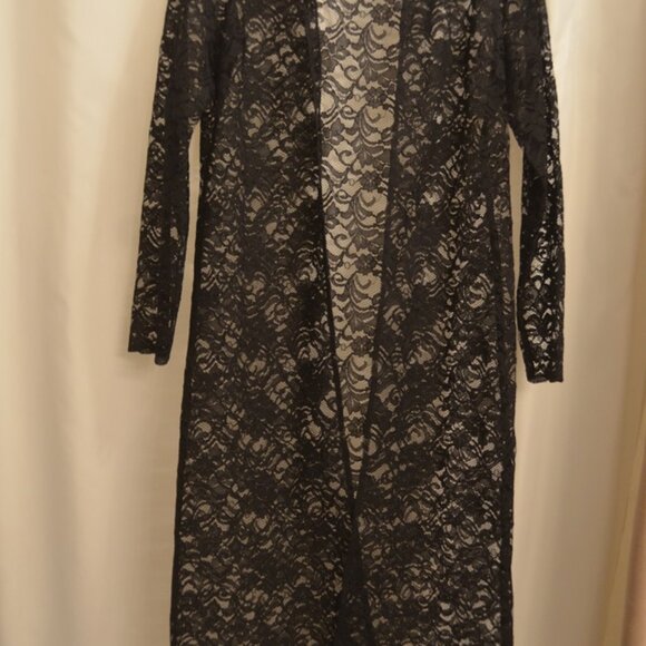 SOPHISTICATE Black soft lace coat with band collar  Made in Canada - Picture 2 of 6